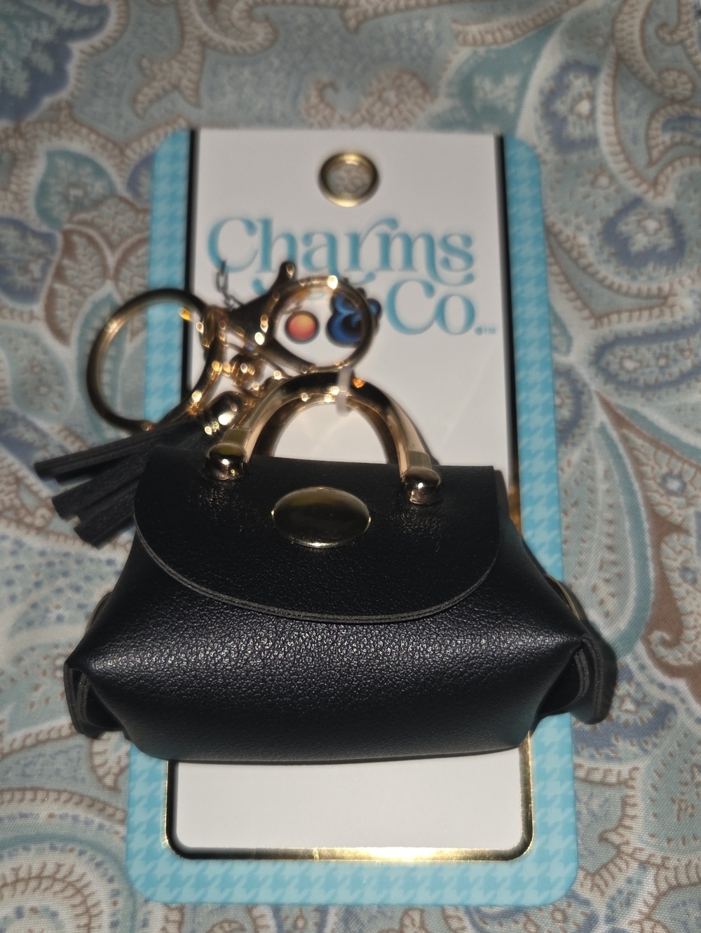 Black Mini Handbag Keychain/purse Charm with Gold Hardware